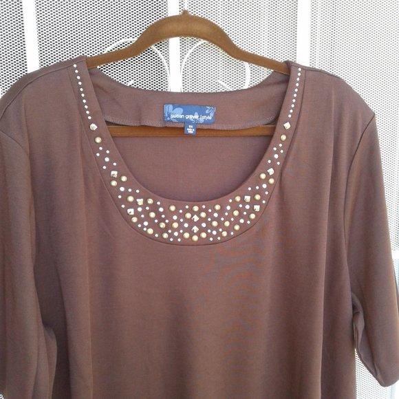 * Susan Graver Brown Mid-length Dress Sz 3X NWOT - Picture 2 of 5